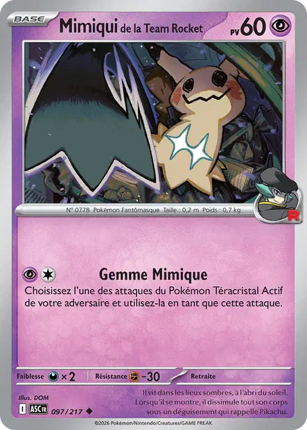 Mimiqui de la Team Rocket - ASC - 097/217 - Non Reverse - Héros Transcendants - NM - FR
