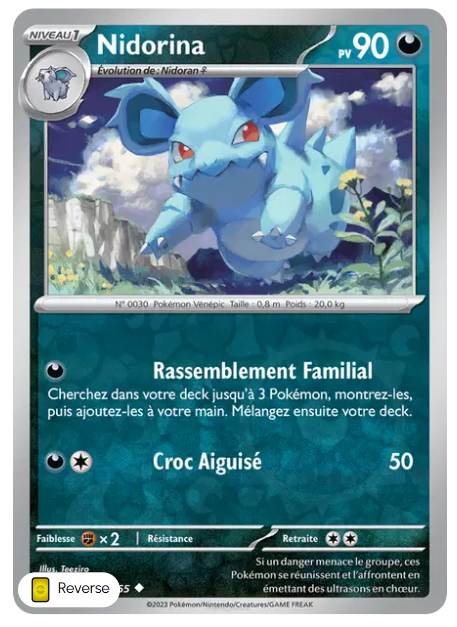 Nidorina - MEW - 030/165 - Reverse - 151 - NM - FR
