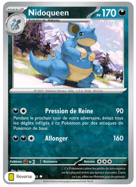 Nidoqueen - MEW - 031/165 - Reverse - 151 - NM - FR