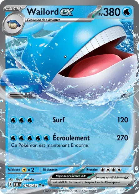 Wailord ex - PBL - 016/084 - Nuit Noire - NM - FR