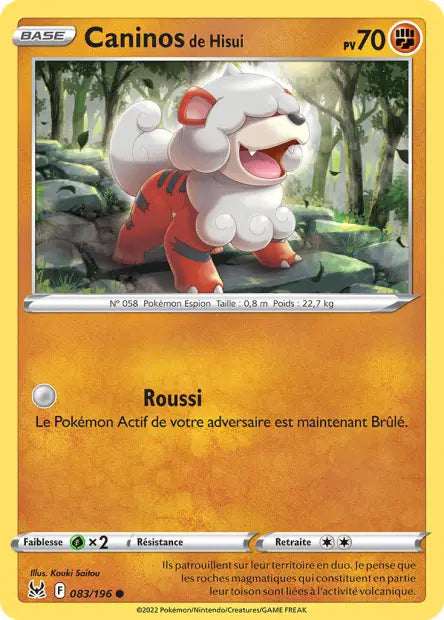 Caninos de Hisui - 083/196 - Non Reverse - Origine Perdue - Épée et Bouclier - NM - FR